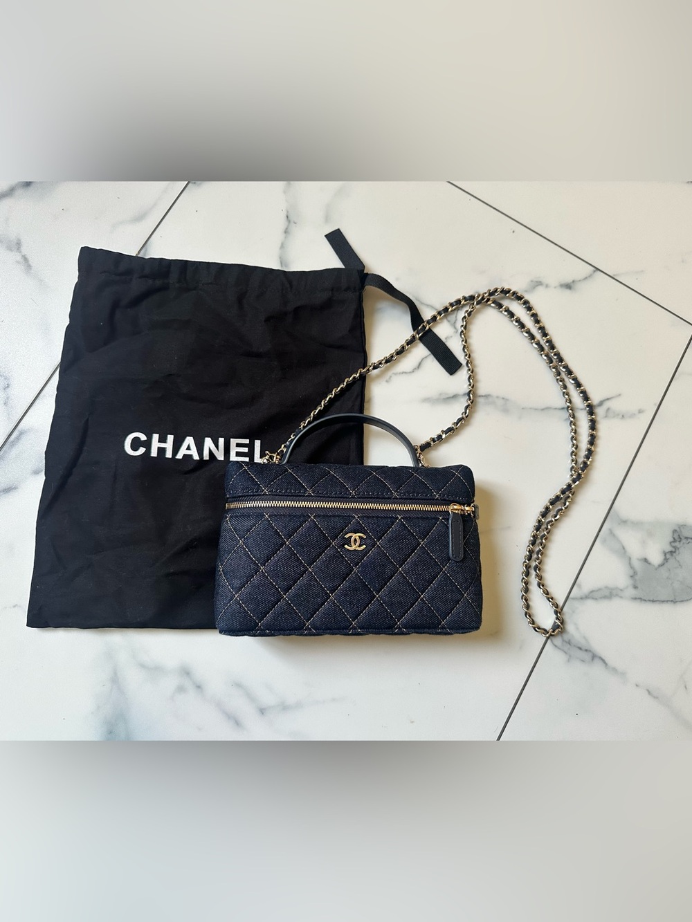Chanel denim vanity bag